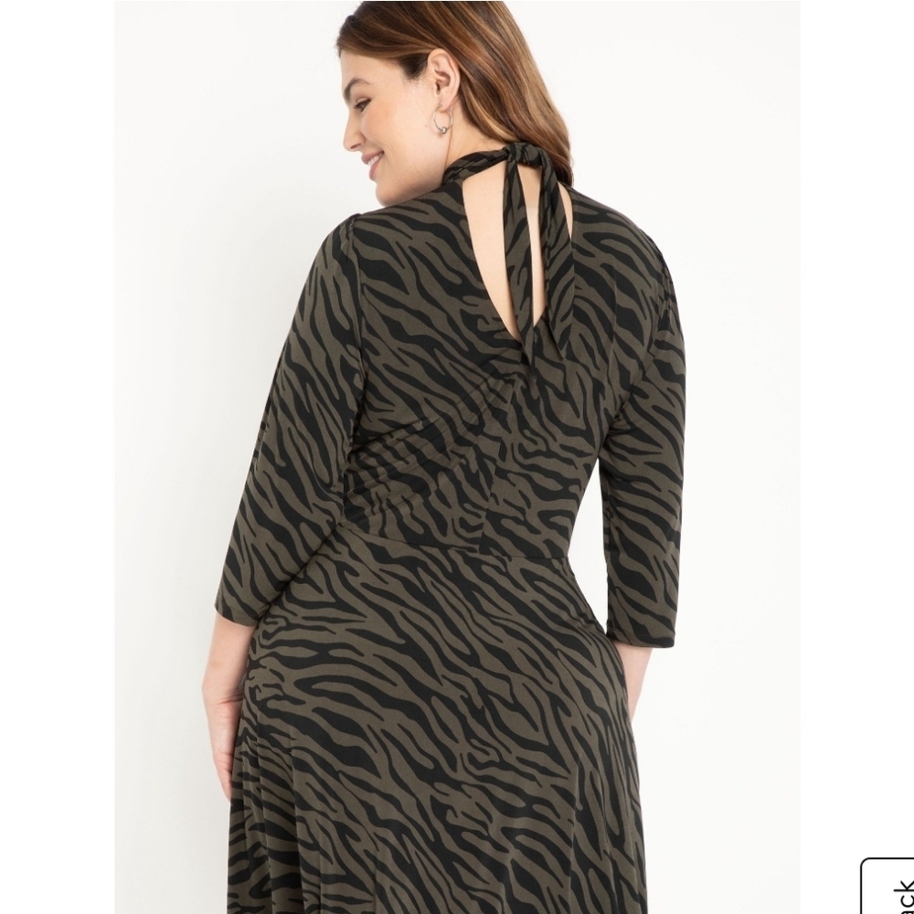ELOQUII Elements Zebra Print Fit and Flare Dress - Picture 3 of 15